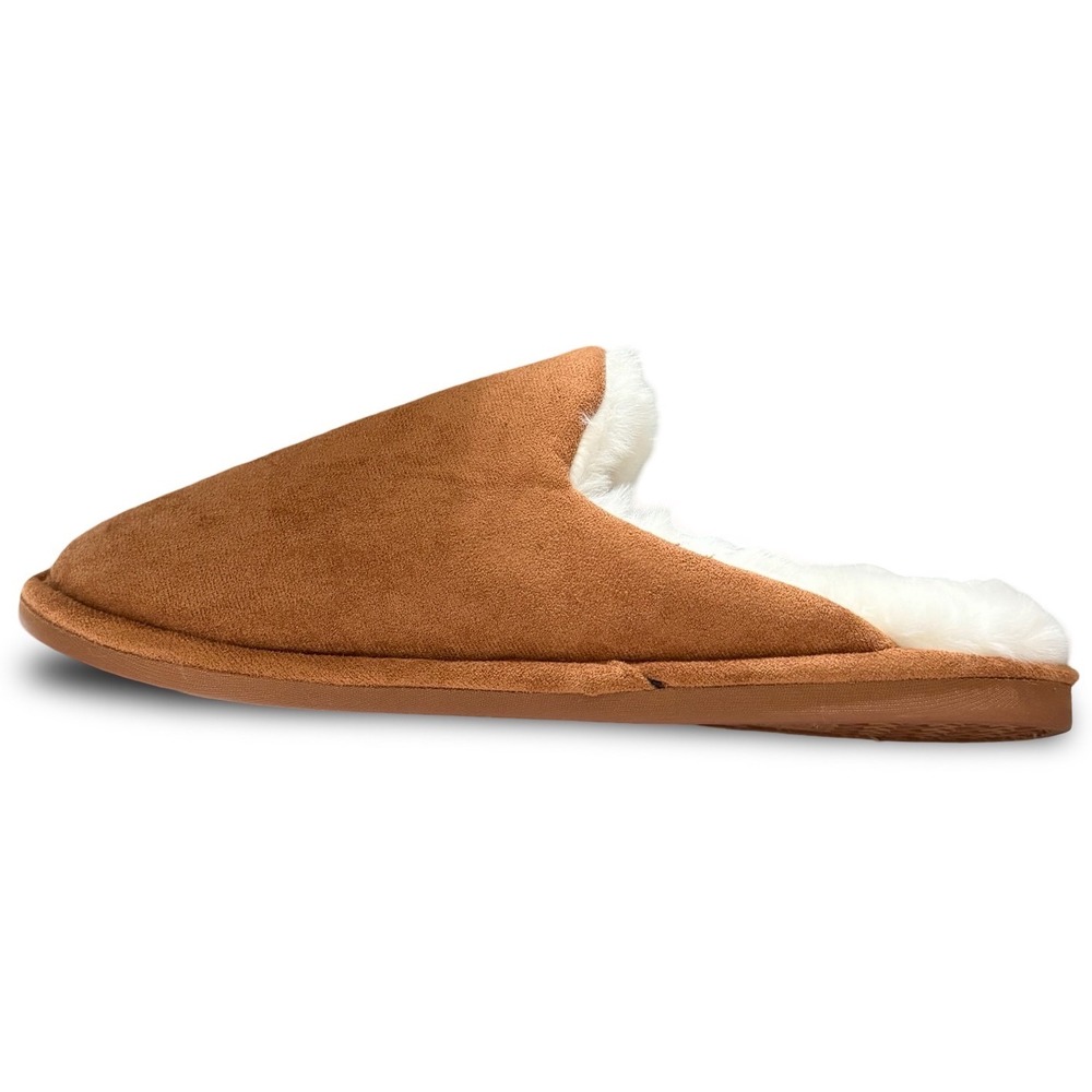 State of Day Womens Chestnut Faux Suede Fur Lined Scuff Slippers Sz Large 9-10 - Picture 8 of 12